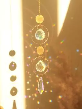 1pc Crystal Sun Catcher Pendant, Rainbow maker, suitable for patio, garden, window, home, party wedding decoration