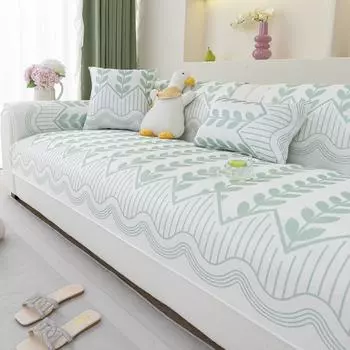 1pc Decorative Willow Sofa Mat for All Seasons, Fashionable and Simple Modern Dustproof Sofa Cover 70*70cm зелёный