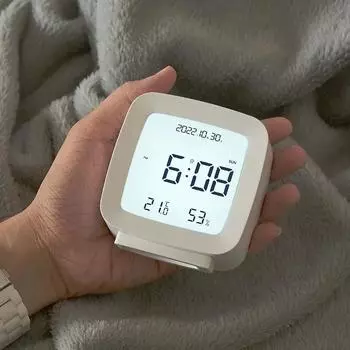 1PC Digital Alarm Clock Temperature Humidity Calendar Week Backlight Desktop Electronic Clock 12/24H LED Clock Alarm белый
