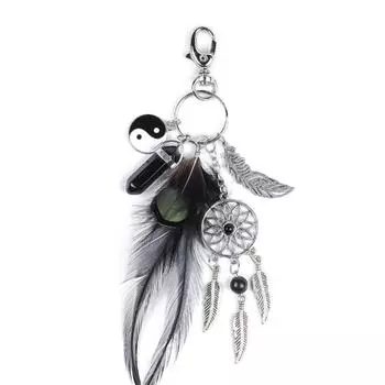 1Pc Dreamnet Catcher Handmade Keychain Wall Hanging Decoration Feather Jewelry Pendant Craft Key Holder Tassel чёрный