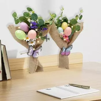 1Pc Easter Egg Artificial Flowers Spring Party DIY Simulation Floral Stems Tabletop Home Decorations Handheld