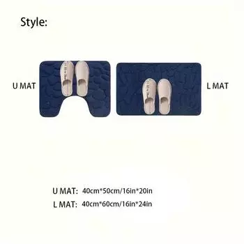 1PC embossed stone pattern toilet mat door mats absorb water mats non-slip carpet mat, can wash strip carpet home 400MMx500MM небесно-голубой
