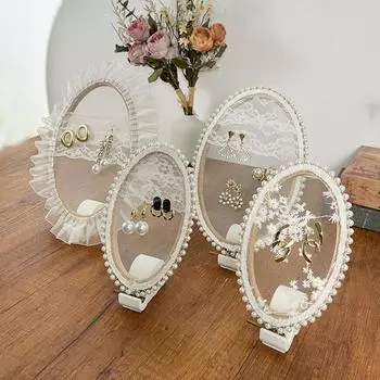 1PC Embroidery Hoop Earring Holder Multipurpose Oval Jewelry Photography Props Jewelry Display Stand Table Decor