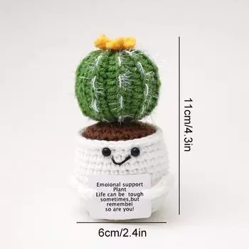 1PC Finished Woven Creative Gift Desktop Ornament for Friends Cactus Handicraft Positive Energy Crochet Potted Hand-Knitted 11*6cm