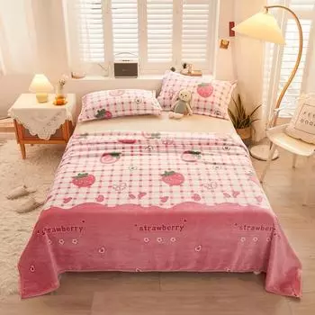 1pc Flannel Fleece Blanket for Beds Flower Printed Coral Fleece Blanket for Winter Warm Thow Blanket Single/Queen/King Plaids 150x200cm