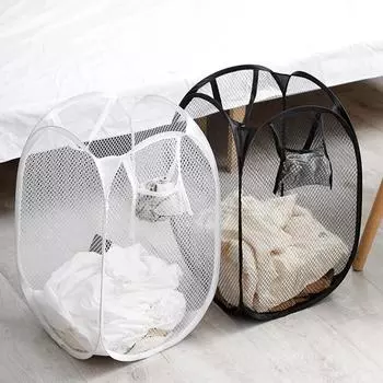 1PC Foldable Storage Dirty Clothes Basket Dirty Clothes Storage Basket Children s Dirty Clothes Basket Mesh Laundry-Basket Home S 23x46cm чёрный