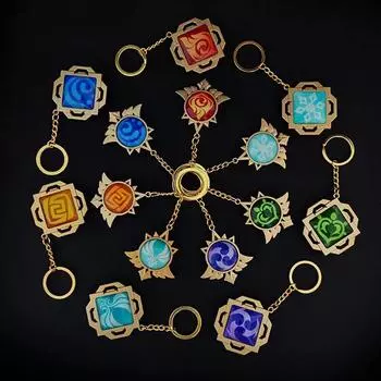 1 шт. Брелок Ganyu KeyRing светящийся 7-элементный брелок для оружия Genshin Impact Eye Of Original God Toy Vision Lnazuma
