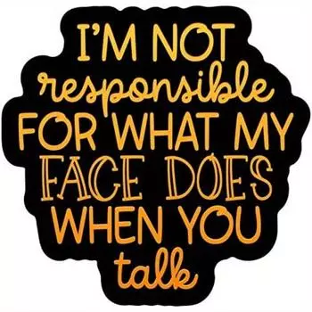 1pc I m Not Responible For What My Face Does When You Talk PVC Decal Sticker 1pc