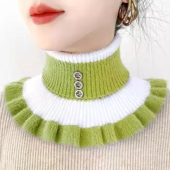 1Pc Imitation Mink Fur Versatile Fake Collar Fashion Flip Collar Simplicity Knitting Neck Scarf Stripe фиолетовый/белый