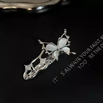 1pc Irregular Shape Cat Eye Zircon Hair Clips Silver Color Bang Clip Hair Barrettes Party Use A (1 Butterfly)