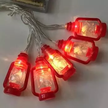 1PC Kerosene Lantern 1.65M 10 LED String Lights Fairy Garland Lamp for Christmas Wedding Home Decoration USB String чёрный