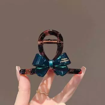 1pc Korean contrasting bow, medium shark clip, fashionable stamping letters, half tied hair clip, hair clip