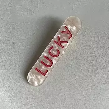 1pc Korean high-end acrylic edge clip with letter print Lucky good luck hair clip, women s hair accessory, bangs clip, side clip
