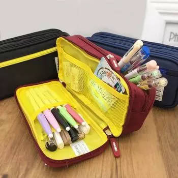 1PC Large Capacity Pencil Case Stationery Cute Boys Girls Gift Bag Pen Box Pencil Cases Storage Student School Office Supplies синий