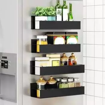 1pc Magnetic Storage Rack, Household Kitchen Refrigerator Washing Machine Side Hanging Storage Rack, Home Storage Items