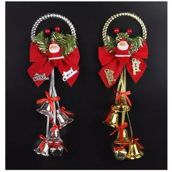 1pc Metal Christmas Santa Wind Chimes Door Hangers With Bow For Christmas Decoration Ornament Navidad Decoraciones Para El Hogar