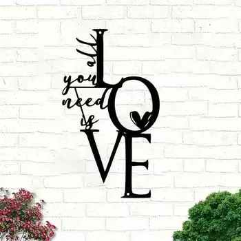1pc Metal Wall Hanging Ornament, All You Need Is Love Metal Wall Art, Love Metal Wall Art Decor, Love Metal Wall Sign чёрный