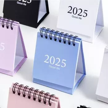 1 шт. Мини-настольный календарь на 2025 год, однотонный маленький настольный календарь с наклейками, домашний офис, школьный мини-календарь белый