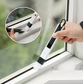 1pc Multi-purpose Door Window Groove Cleaning Brush With Dustpan For Kitchen And Bathroom, Gap Brush, Desktop Cleaning Sweep Cor чёрный