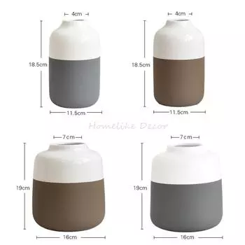 1pc Multicolor Ceramic Vase White and Grey Porcelain Flower Vase Home Decor Water Planting Container