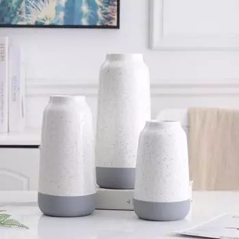 1pc Multicolor Ceramic Vase with Rope Design White Grey Flower Vase Home Decoration Flower Container Pot