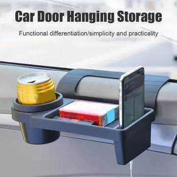 1pc Multifunctional Car Organizer Box With Cup Holder Drink Holder Side Door Window Phone Slot Hanging Storage Rack For Veh M3g1