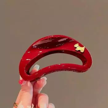 1pc New Ankela Red Headpiece with Red Grab Clip, High end Large Hair Volume, Shark Clip, Back of Head Hair Grab