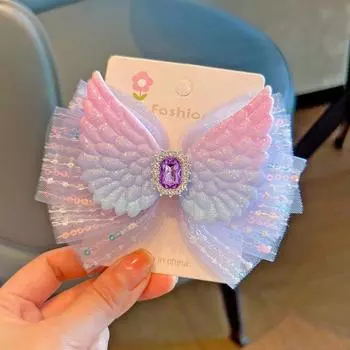 1PC New Princess Angel Wing Sequin Bow Girl Lovely Hairpins Children Headwear Hairgrips Hair Clips Barrettes Hair Accessories