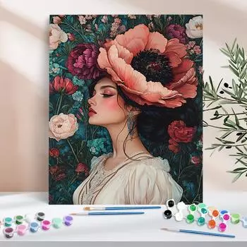 1pc Painting By Numbers Flower Woman Handpainted Art For Living Room Hand Painted For Interior Home Decor 40x50cm/16x20inch Without Frame 40x50cm NO Frame