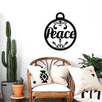 1pc Peace Christmas Ornament Themed Laser Cut Metal Decorative Home Wall Sign Hanging Wall Art Home Decor Iron Art чёрный
