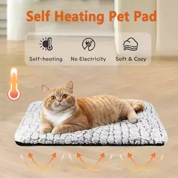 1pc Pet Bed Ultra Soft Cat And Dog Pad With Removable Cover Heated Non-Slip Pet Warm Mat Thermal Blanket Small Dog Bed S