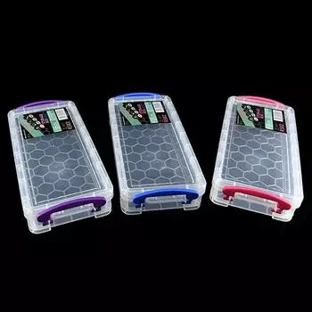 1Pc Plastic Transparent Pencil Case Large Capacity Simple Double Buckle Box Sketch Art Box For School Stationery прозрачный