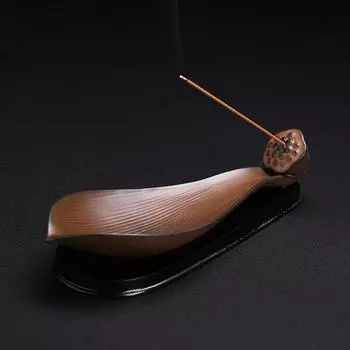 1pc Purple Clay Incense Stick Holder Retro Lotus Ceramic Burner Ornament Aromatherapy Censer Home Decor (Without Incense)