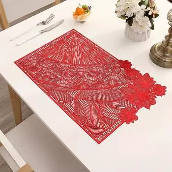 1Pc Rectangle PVC Hollow Non-slip Placemat Dinner Table Heat Insulation Pad Tea Coaster Wedding Party Decoration 45x30cm золотой