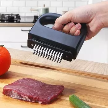 1PC Retractable Stainless Steel Meat Needle Softener Tenderizer Kitchen Cooking Steak Hammer Pounder Tools Meat Beater чёрный