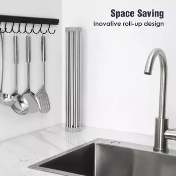 1pc Roll Up Dish Drying Rack Over Sink Drying 43x30cm Rack Sink Cover Kitchen Sink Accessories Gadget Multipurpose
