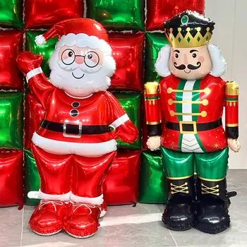 1pc Santa Claus Foil Balloon, 4D Christmas Snowman Balloon, Gingerbread Man, Nutcracker Balloon, Christmas Party Decoration Other
