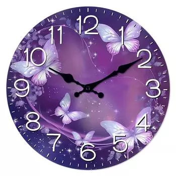 1pc Silent Purple Butterfly Wall Clock for Home and Office Decor - Perfect for Living Room, Bedroom, Kitchen - Easter, New Year 12inch