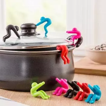 1pc Silicone Support Pan Pot Lid Holder Anti-Overflow Pot Clip Kitchen Tools Stand Mobile Phone Chopstick Spoon Holder Stand