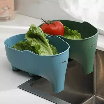 1Pc Sink Strainer Elephant Sculpt Leftover Drain Basket Soup Garbage FilterAnti Skid Fruit Vegetable Drainer Kitchen Accessories розовый