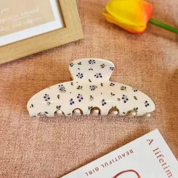 1pc Small fresh blue small floral dot diamond grip clip, gentle lace headband, shark clip at the back of the head