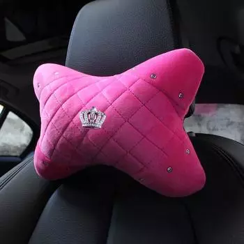 1pc Soft Plush Crown Crystal Car Seat Headrest Pillow Auto Neck Support Pillows Universal Car Pillow Automobiles Interior чёрный