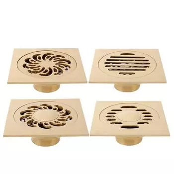 1pc Square 4inch Copper Brushed Floor Drain Bathroom Washing Machine Floor Drain Shower Floor Drainer