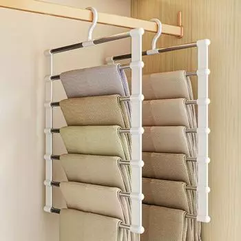1pc Stainless Steel Space-Saving Foldable Pants Hangers for Jeans, Leggings & Trousers - Closet Organizer