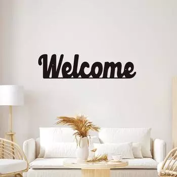 1pc Suitable For Living Room, Welcome Black Metal Wall Decoration, Front Door, Welcome Friends To Visit Or Customers,room Decor чёрный