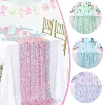 1PC Tablecloth Wedding Reception Table Runner Table Decor Shiny Party Birthday Party Metallic Weddings 30x183cm 30*183cm