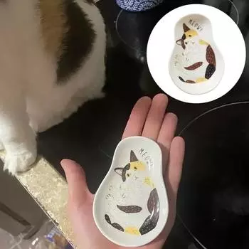 1PC Tableware for Seasoning Salads Spoon Tools Snacks Kitten Ceramic Sauce Dish Charming Whimsical Home Kitchen