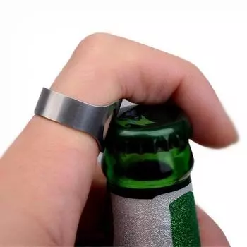1Pc Unique Beer Bottles Opener Portable Finger Ring Design Jars Lid Remover Stainless Steel Kitchen Tool Bar Supplies Gadgets серебряный
