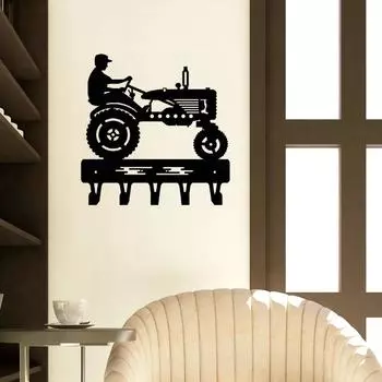 1pc Vintage Pickup Tractor Metal Key Rack Wall Decoration - Aircraft Art for Living Room, Bedroom, Children s Room Hooks чёрный