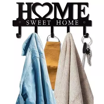 1pc Wall mounted clothes rack household keychain kitchen storage rack bathroom storage hook hanger storage black metal material